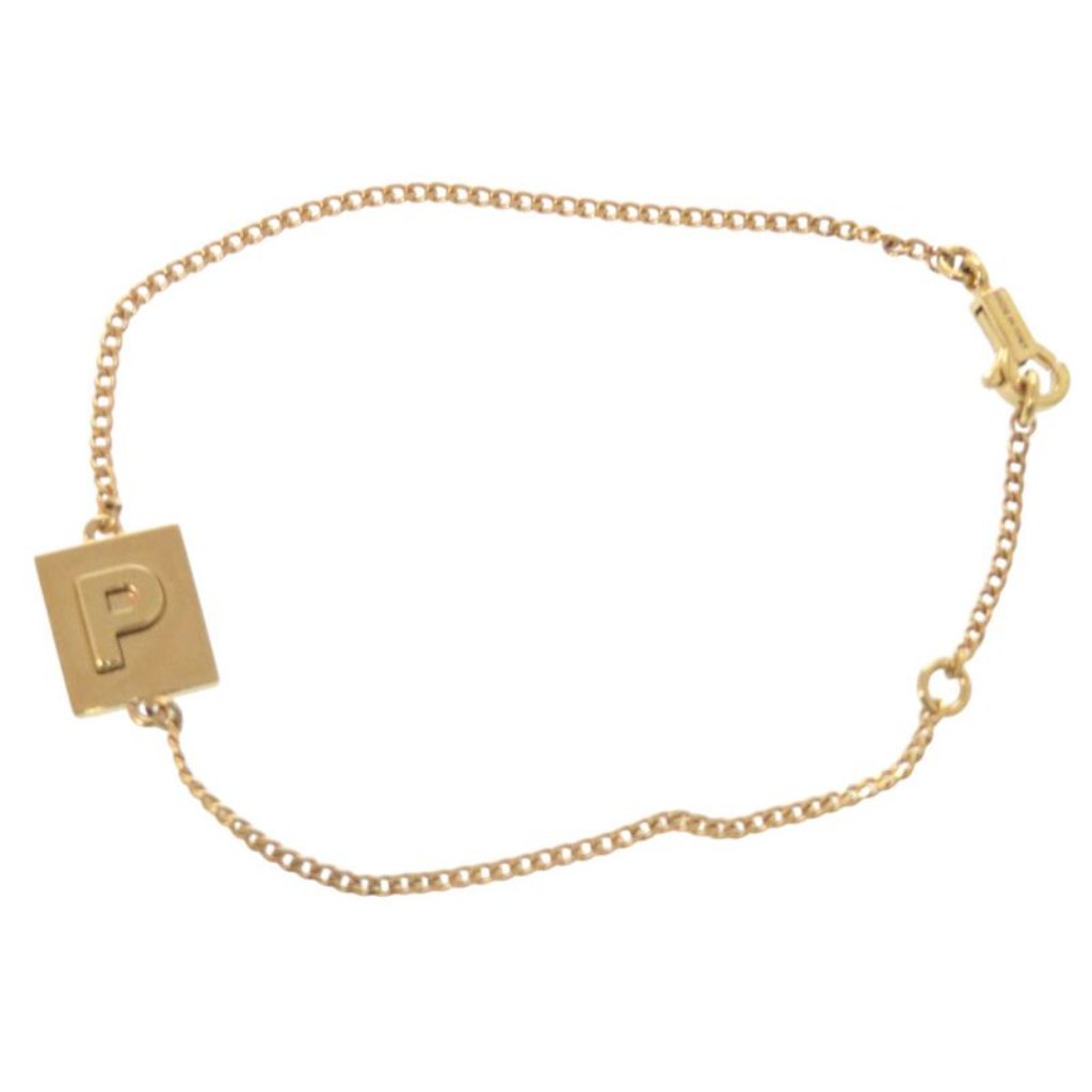Celine Alphabet P Initial 46 B0 P6 Bra Gp Gold Bracelet 0630